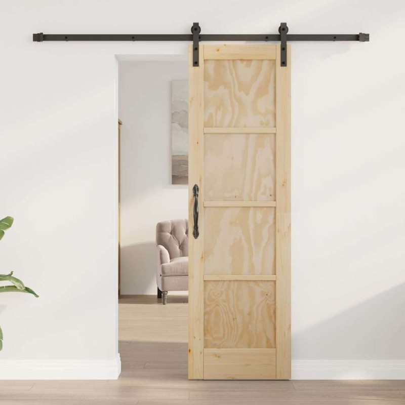 Porte Coulissante avec Kit de Quincaillerie 61x198.5 cm Bois Massif en Pin 
