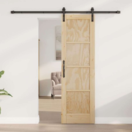 Porte Coulissante avec Kit de Quincaillerie 61x198.5 cm Bois Massif en Pin 