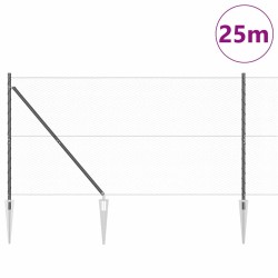Ensemble de clôture 2 pièces Gris Acier, PVC 25 x 1,2 m 