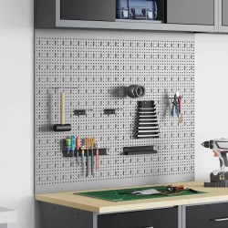 Tableaux Perforés 2 Pack avec 8 Accessoires, Gris, 50x80 cm Acier 