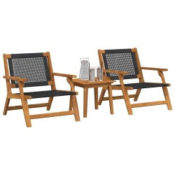 Set de Chaises d'Extérieur avec Table - 3 Pièces en Bois d'Acacia Noir 