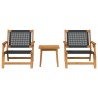 Set de Chaises d'Extérieur avec Table - 3 Pièces en Bois d'Acacia Noir 