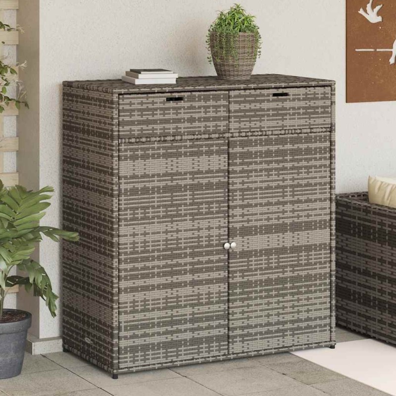 Armoire de rangement de jardin gris 105x55x113cm résine tressée 