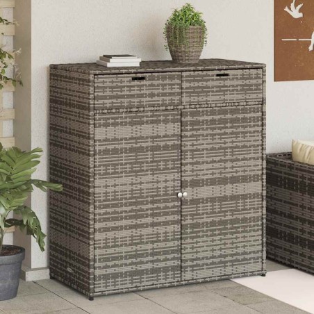 Armoire de rangement de jardin gris 105x55x113cm résine tressée 