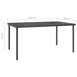 Table à dîner d'extérieur Anthracite 150x90x74 cm Acier 