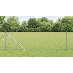 Jeu de Poteaux de Clôture Argent 25 x 0.8 m Acier galvanisé 