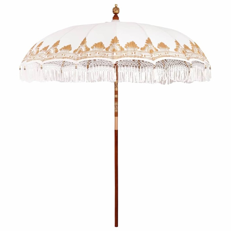 Parasol balinais Crème (210-220) x 260 cm Coton et bois massif 