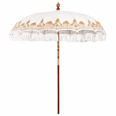 Parasol balinais Crème (210-220) x 260 cm Coton et bois massif 