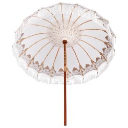 Parasol balinais Crème (210-220) x 260 cm Coton et bois massif 