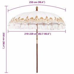 Parasol balinais Crème (210-220) x 260 cm Coton et bois massif 