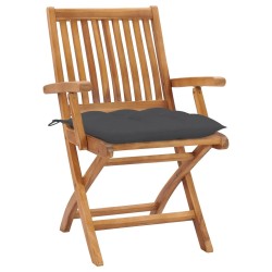 Chaises de jardin lot de 2 et coussins anthracite Bois de teck 