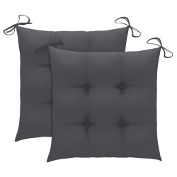Chaises de jardin lot de 2 et coussins anthracite Bois de teck 