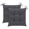 Chaises de jardin lot de 2 et coussins anthracite Bois de teck 