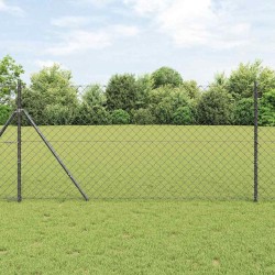 Jeu de Poteaux de Clôture Gris 1.2 x 25 m Acier galvanisé 
