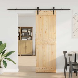 Porte coulissante et kit de quincaillerie 70x210 cm pin massif 