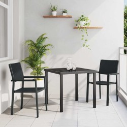 Ensemble de salle à manger de jardin 3 pièces en poly rotin noir 