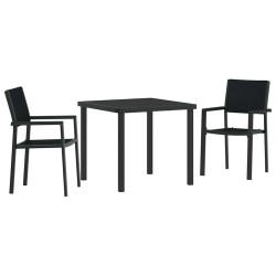 Ensemble de salle à manger de jardin 3 pièces en poly rotin noir 