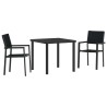 Ensemble de salle à manger de jardin 3 pièces en poly rotin noir 