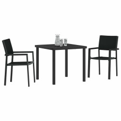 Ensemble de salle à manger de jardin 3 pièces en poly rotin noir 