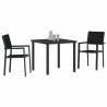 Ensemble de salle à manger de jardin 3 pièces en poly rotin noir 