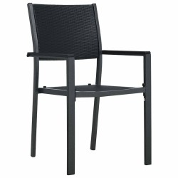 Ensemble de salle à manger de jardin 3 pièces en poly rotin noir 
