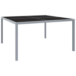 Table de jardin 130x130x72 cm Gris Acier et verre 