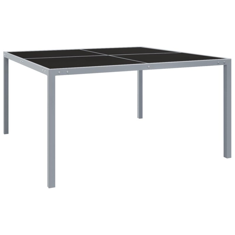 Table de jardin 130x130x72 cm Gris Acier et verre Table de jardin 130x130x72 cm Gris Acier et verre