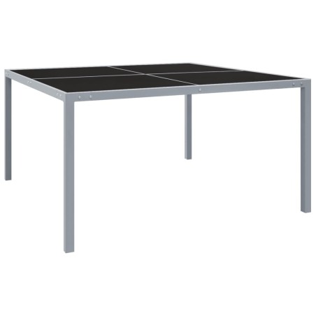 Table de jardin 130x130x72 cm Gris Acier et verre 