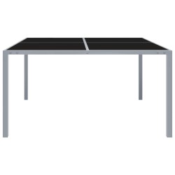 Table de jardin 130x130x72 cm Gris Acier et verre 