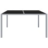 Table de jardin 130x130x72 cm Gris Acier et verre 
