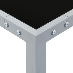Table de jardin 130x130x72 cm Gris Acier et verre 
