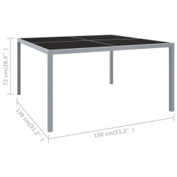 Table de jardin 130x130x72 cm Gris Acier et verre 