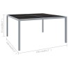 Table de jardin 130x130x72 cm Gris Acier et verre 