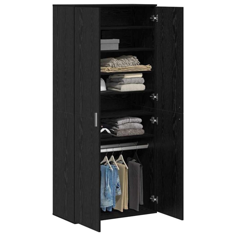 Buffet Chêne Noir 80x39x178 cm Bois aggloméré 