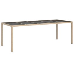 Table à dîner de jardin beige 250x100x75 cm poly rattan 