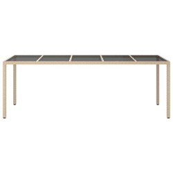 Table à dîner de jardin beige 250x100x75 cm poly rattan 