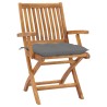 Chaises de jardin lot de 2 et coussins gris Bois de teck massif 