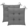 Chaises de jardin lot de 2 et coussins gris Bois de teck massif 