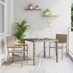 Ensemble de Salle à Manger de Jardin 3 Pièces Gris Poly Rattan 