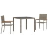 Ensemble de Salle à Manger de Jardin 3 Pièces Gris Poly Rattan 