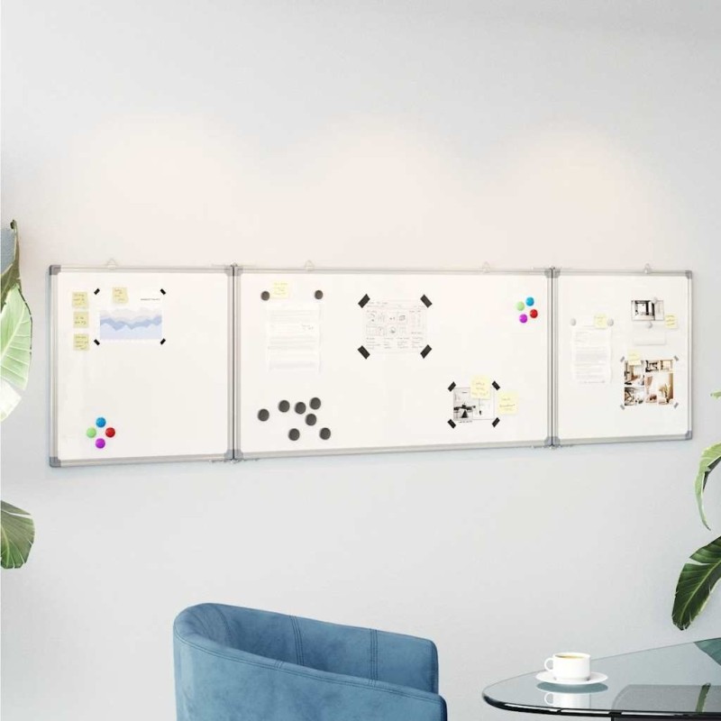 Tableau blanc magnétique pliable 160x40x1,7 cm aluminium 