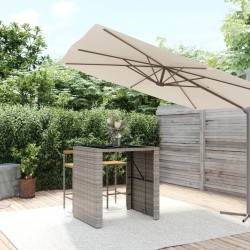 Table de bar et dessus en verre gris 105x80x110 cm poly rotin 