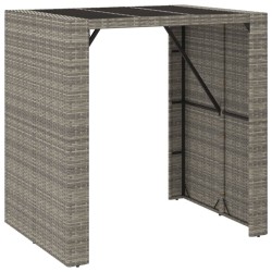Table de bar et dessus en verre gris 105x80x110 cm poly rotin 