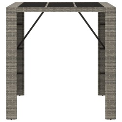 Table de bar et dessus en verre gris 105x80x110 cm poly rotin 