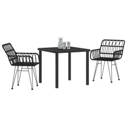 Ensemble de jardin 3 pièces noir en poly rattan 