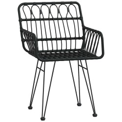 Ensemble de jardin 3 pièces noir en poly rattan 