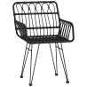 Ensemble de jardin 3 pièces noir en poly rattan 