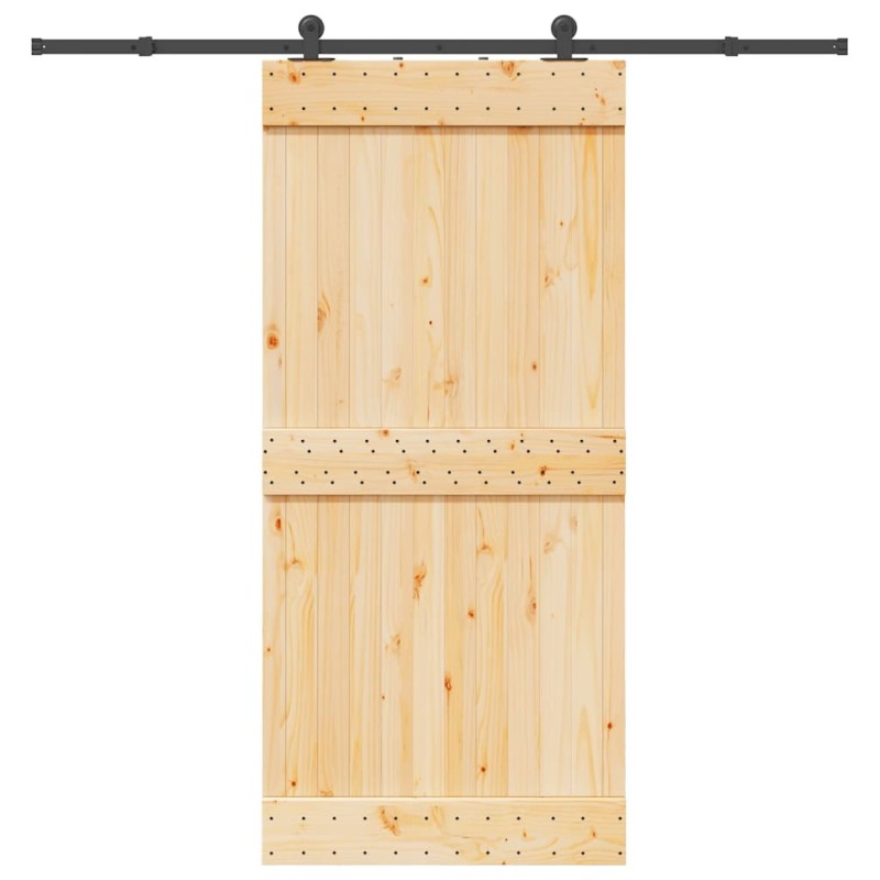 Porte coulissante et kit de quincaillerie 95x210 cm pin massif 