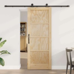 Porte coulissante avec quincaillerie 'ORKDAL'en bois massif de pin 