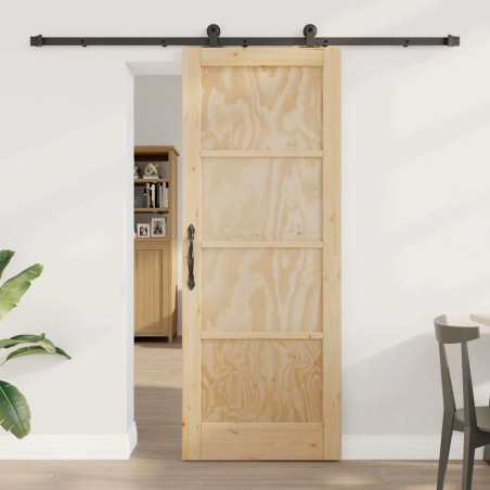 Porte coulissante avec quincaillerie 'ORKDAL'en bois massif de pin 